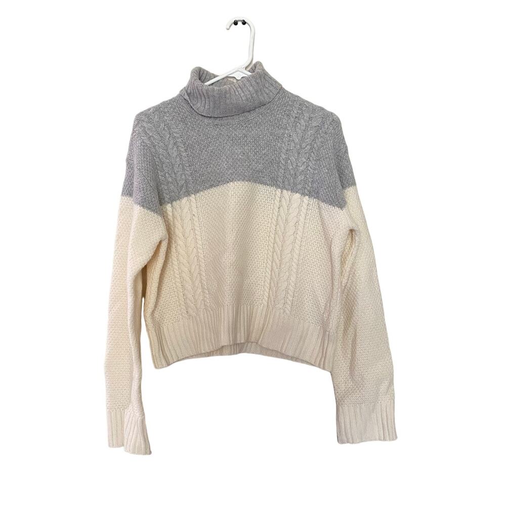 ATM Two-tone cable-knit wool turtleneck sweater sz Medium